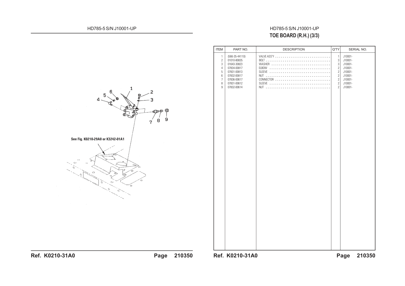 OEM exploded diagram and parts table — Valve Assembly