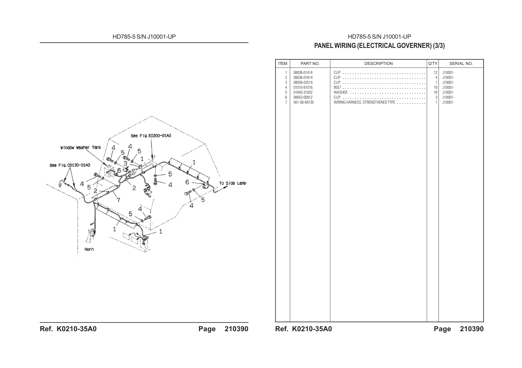 OEM exploded diagram and parts table — Strengthened Type Wiring Harness