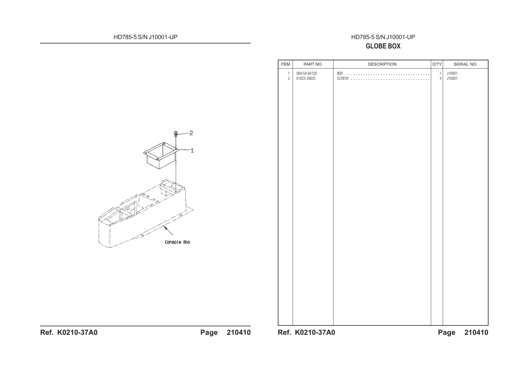 Box 569-54-64720 for Komatsu HD785-5 Rigid Dump Truck