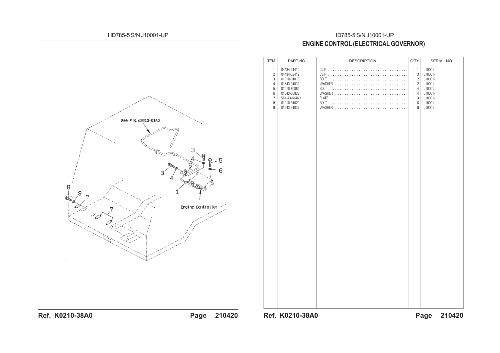 Plate 561-43-61460 for Komatsu HD785-5 Rigid Dump Truck