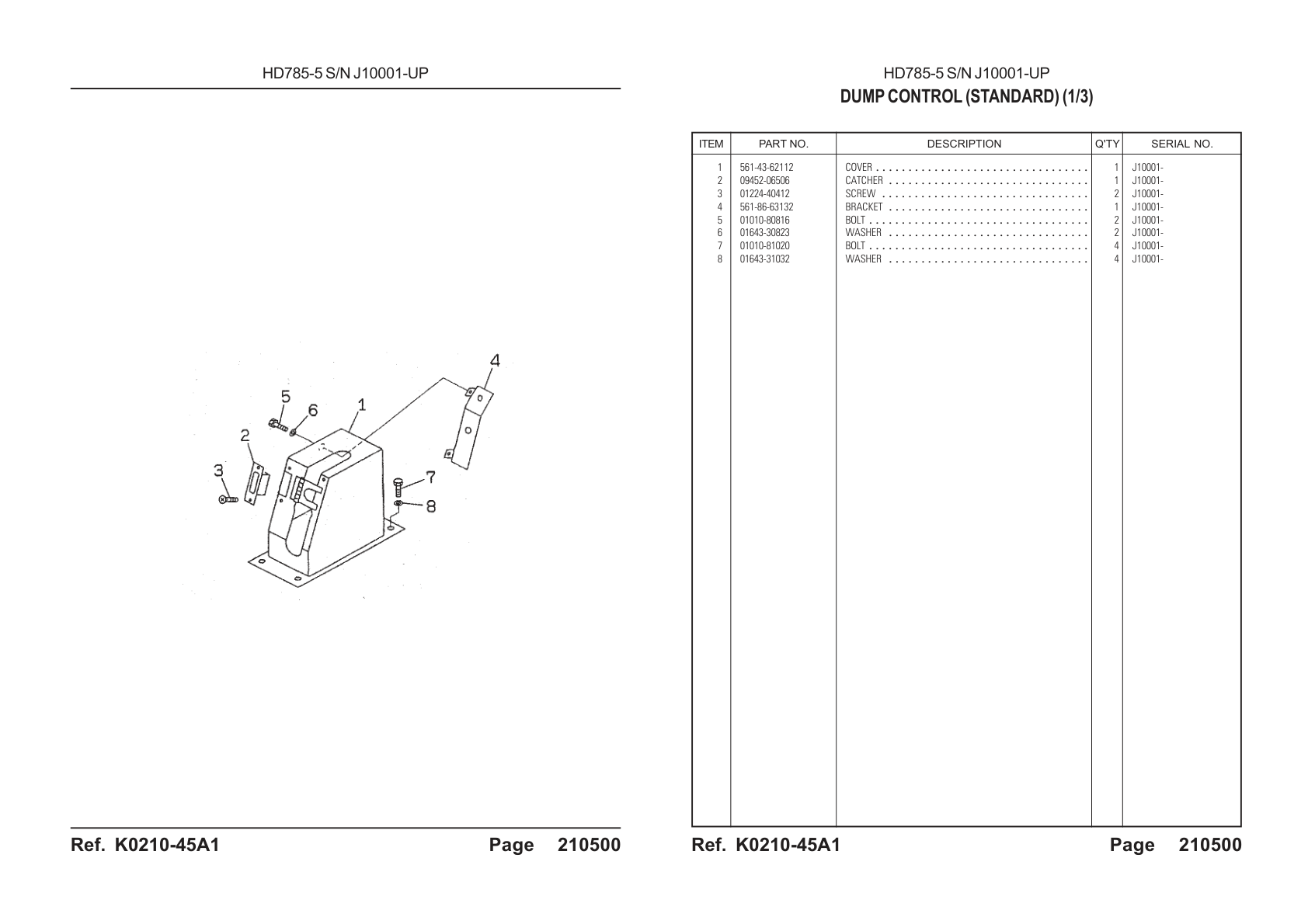 Cover 561-43-62112 for Komatsu HD785-5 Rigid Dump Truck