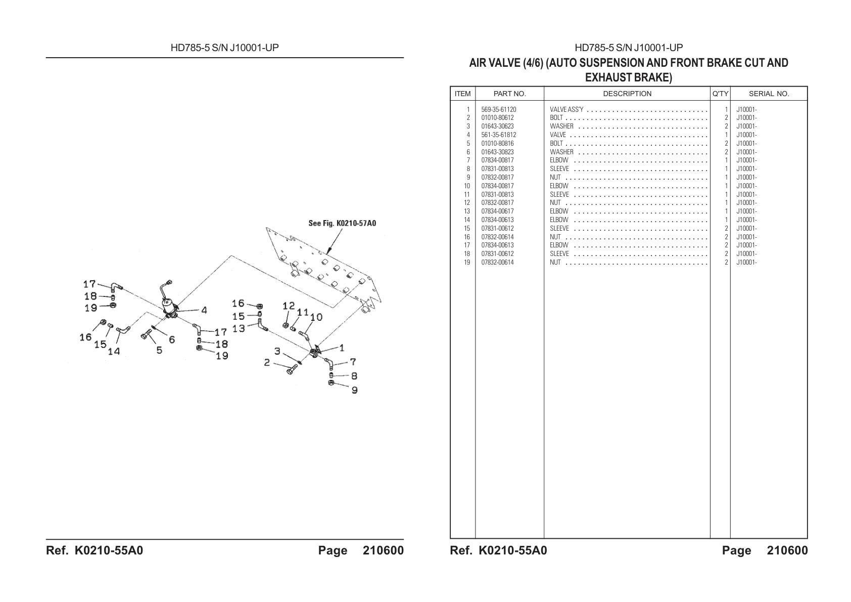 OEM exploded diagram and parts table — Valve Assembly