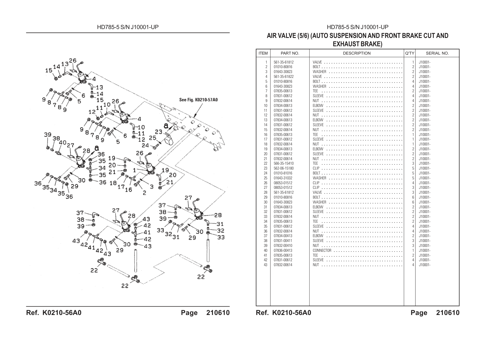 OEM exploded diagram and parts table — Tee