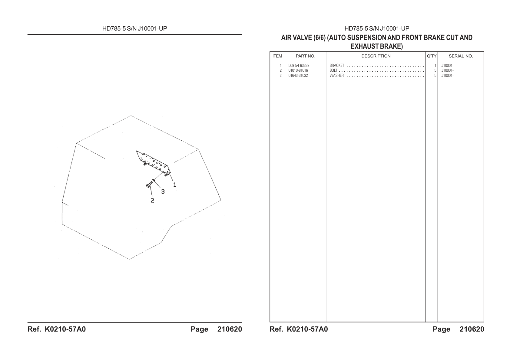 OEM exploded diagram and parts table — Bracket
