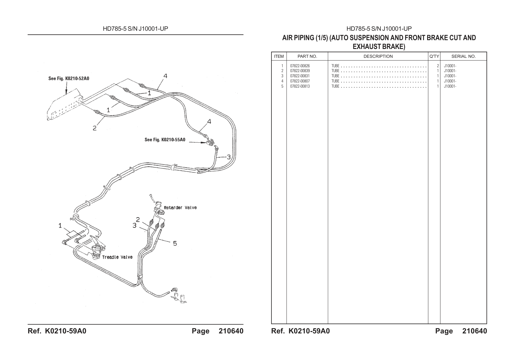 Tube 07822-00826 for Komatsu HD785-5 Rigid Dump Truck