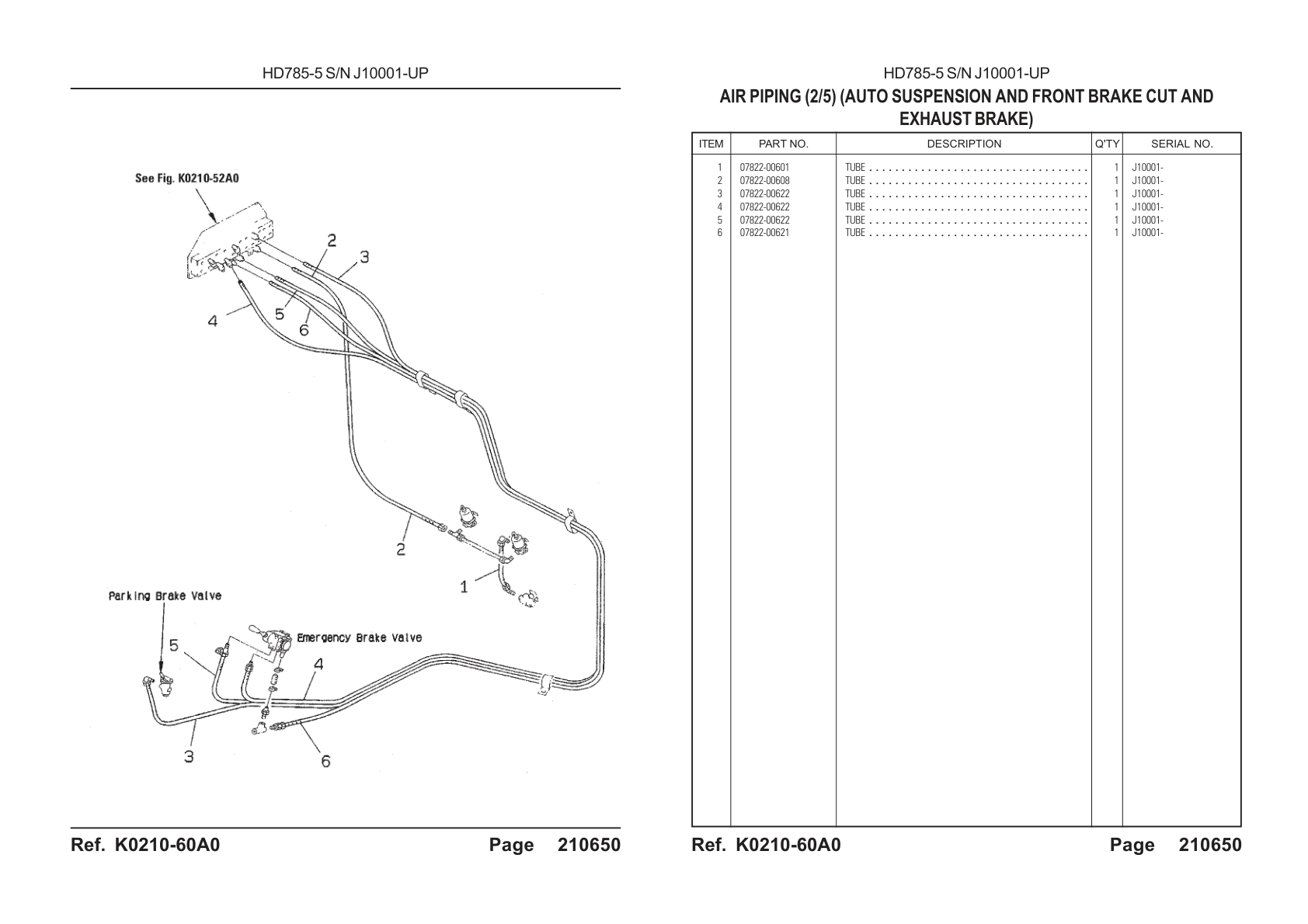 OEM exploded diagram and parts table — Tube