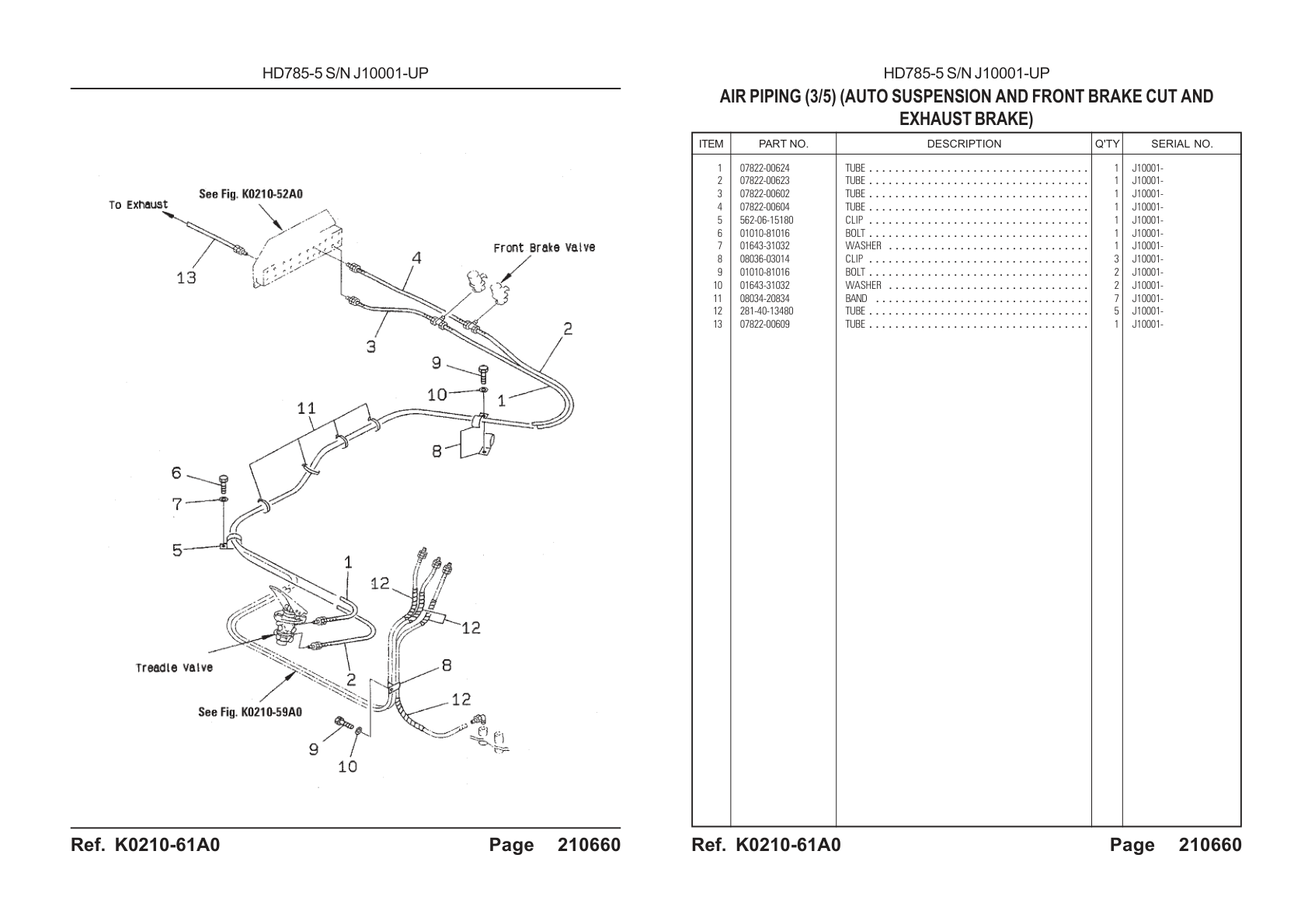 OEM exploded diagram and parts table — Tube