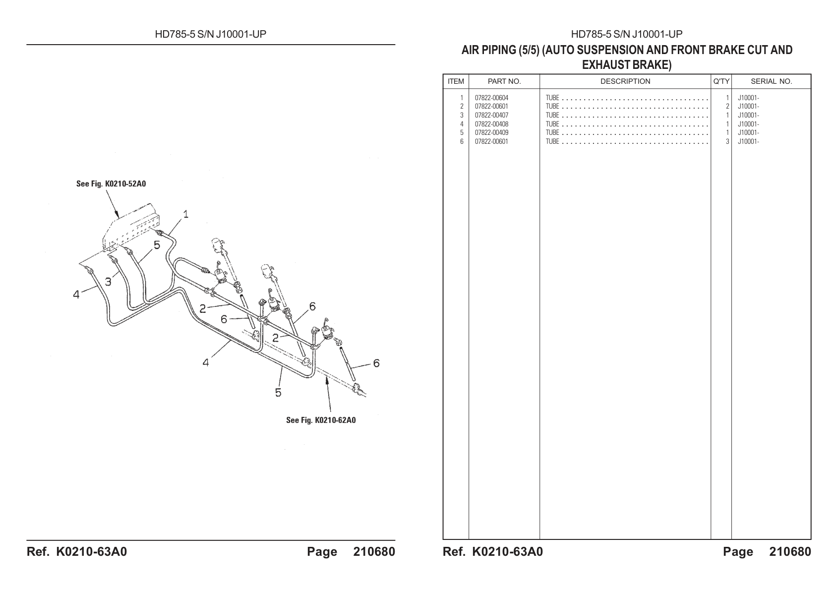 OEM exploded diagram and parts table — Tube