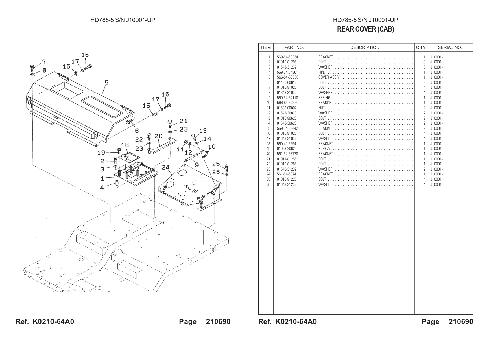 OEM exploded diagram and parts table — Pipe