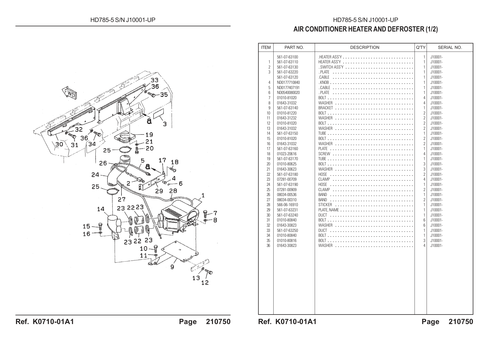 OEM exploded diagram and parts table — Sticker