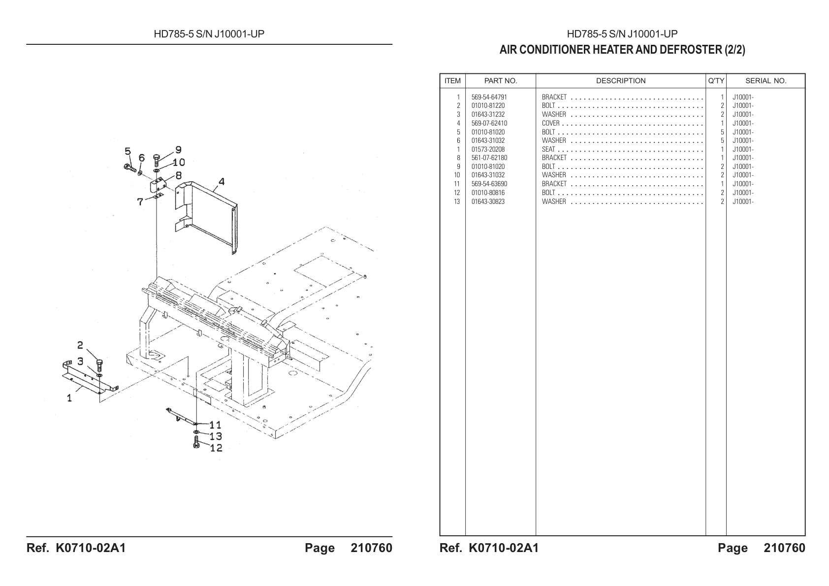 Bracket 569-54-64791 for Komatsu HD785-5 Rigid Dump Truck