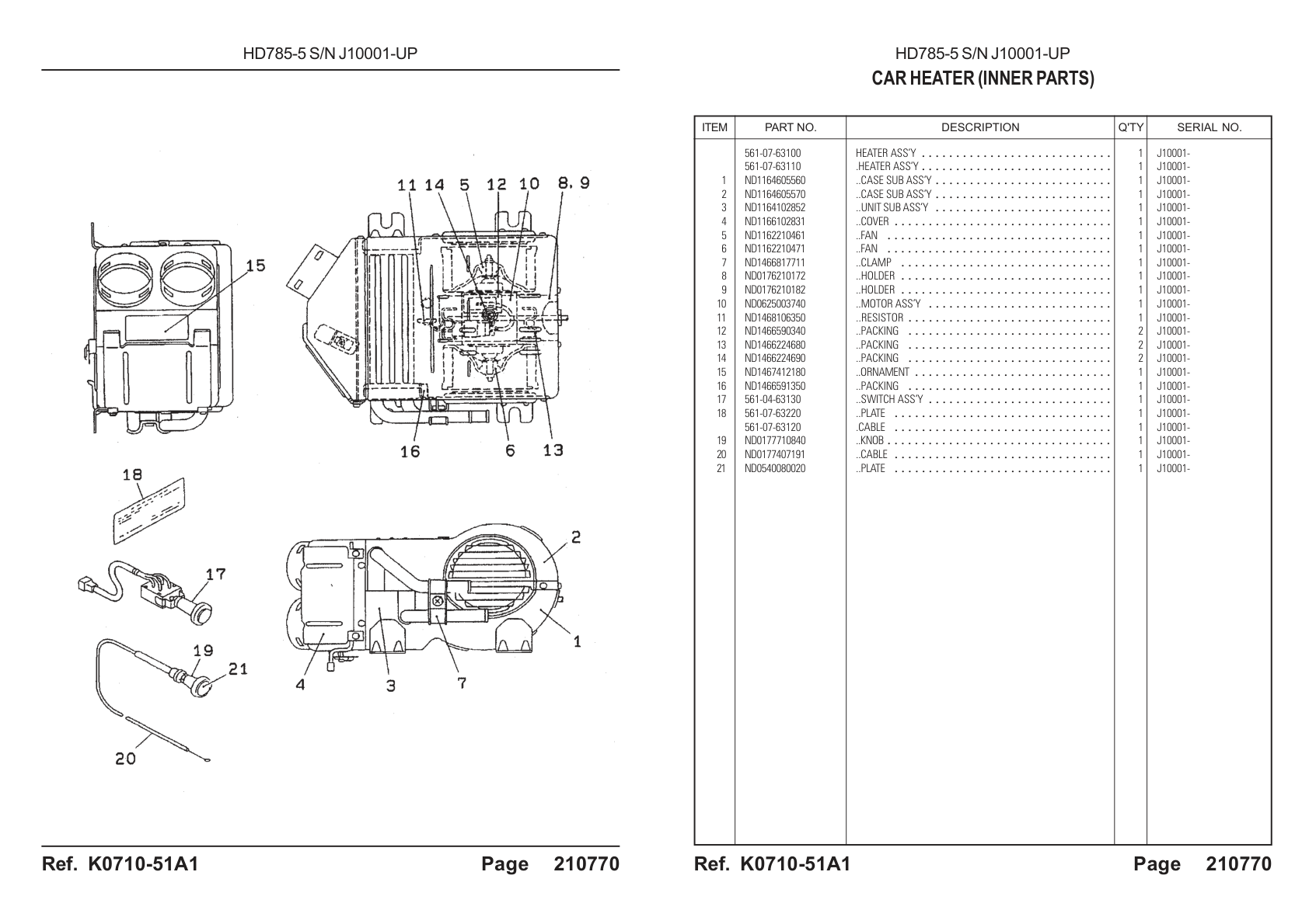 OEM exploded diagram and parts table — Case Sub Assembly