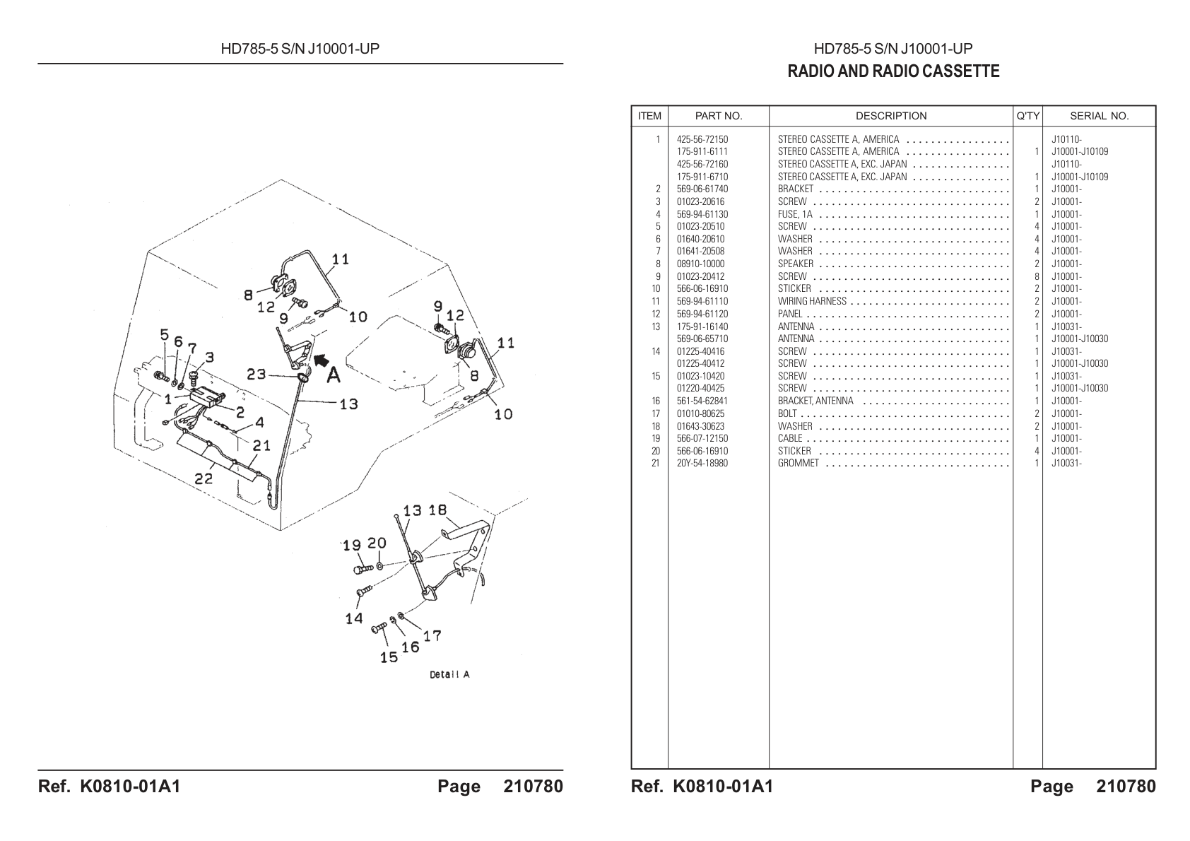 OEM exploded diagram and parts table — Bracket