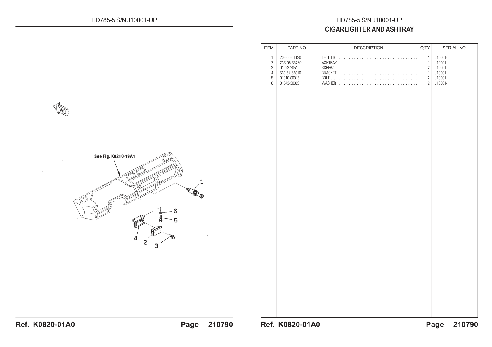 OEM exploded diagram and parts table — Lighter