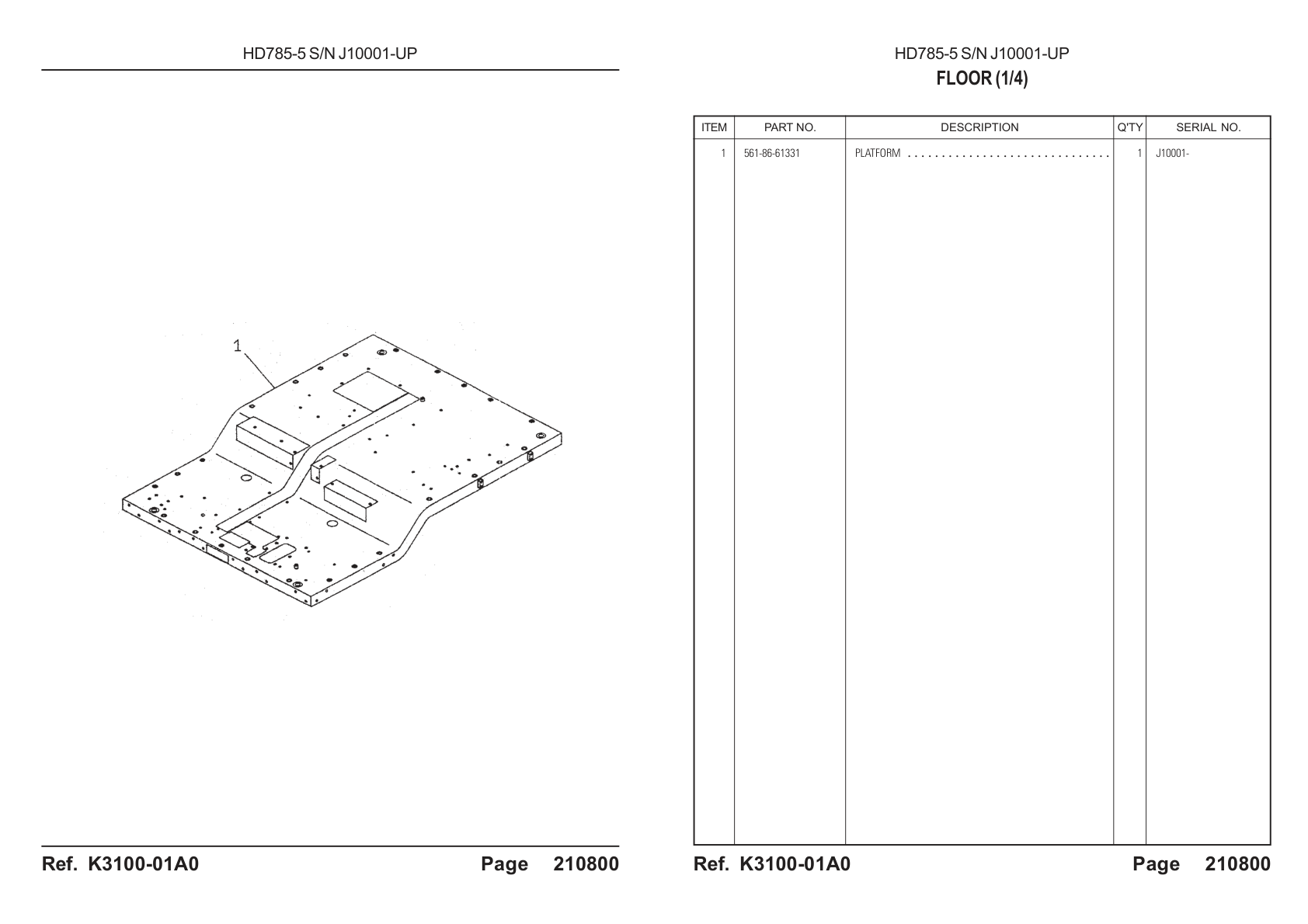 OEM exploded diagram and parts table — Platform