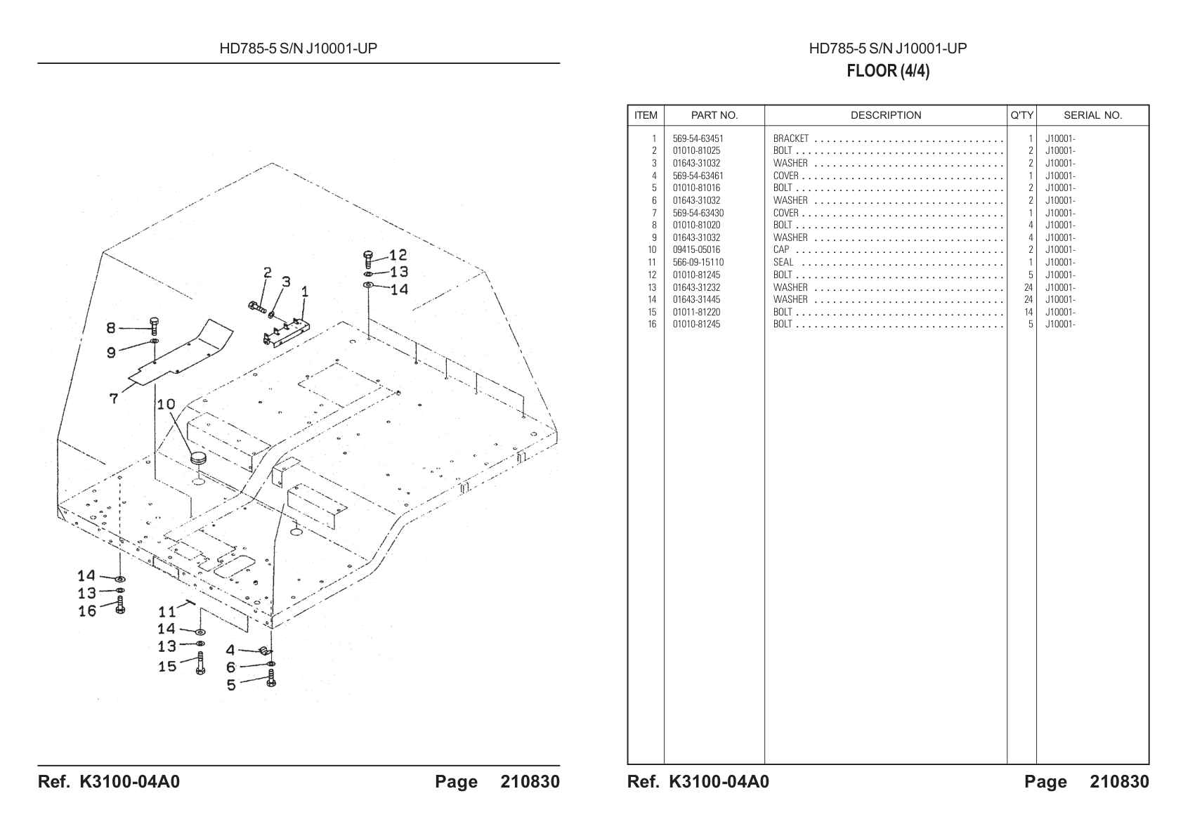 OEM exploded diagram and parts table — Bracket