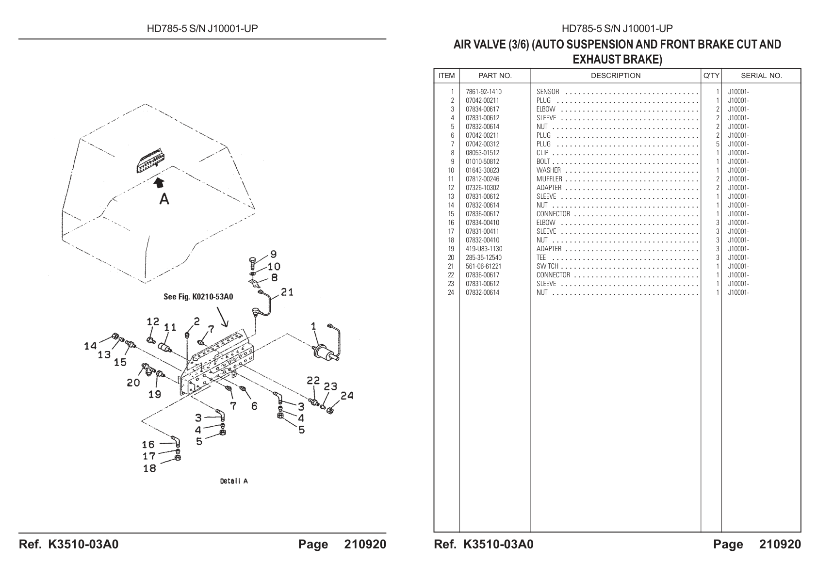 Adapter 419-U83-1130 for Komatsu HD785-5 Rigid Dump Truck