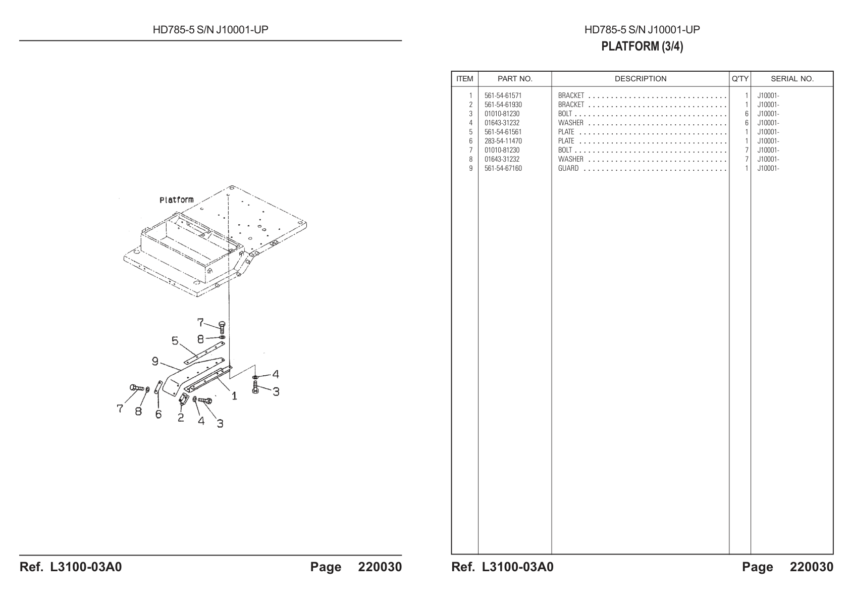 Bracket 561-54-61571 for Komatsu HD785-5 Rigid Dump Truck