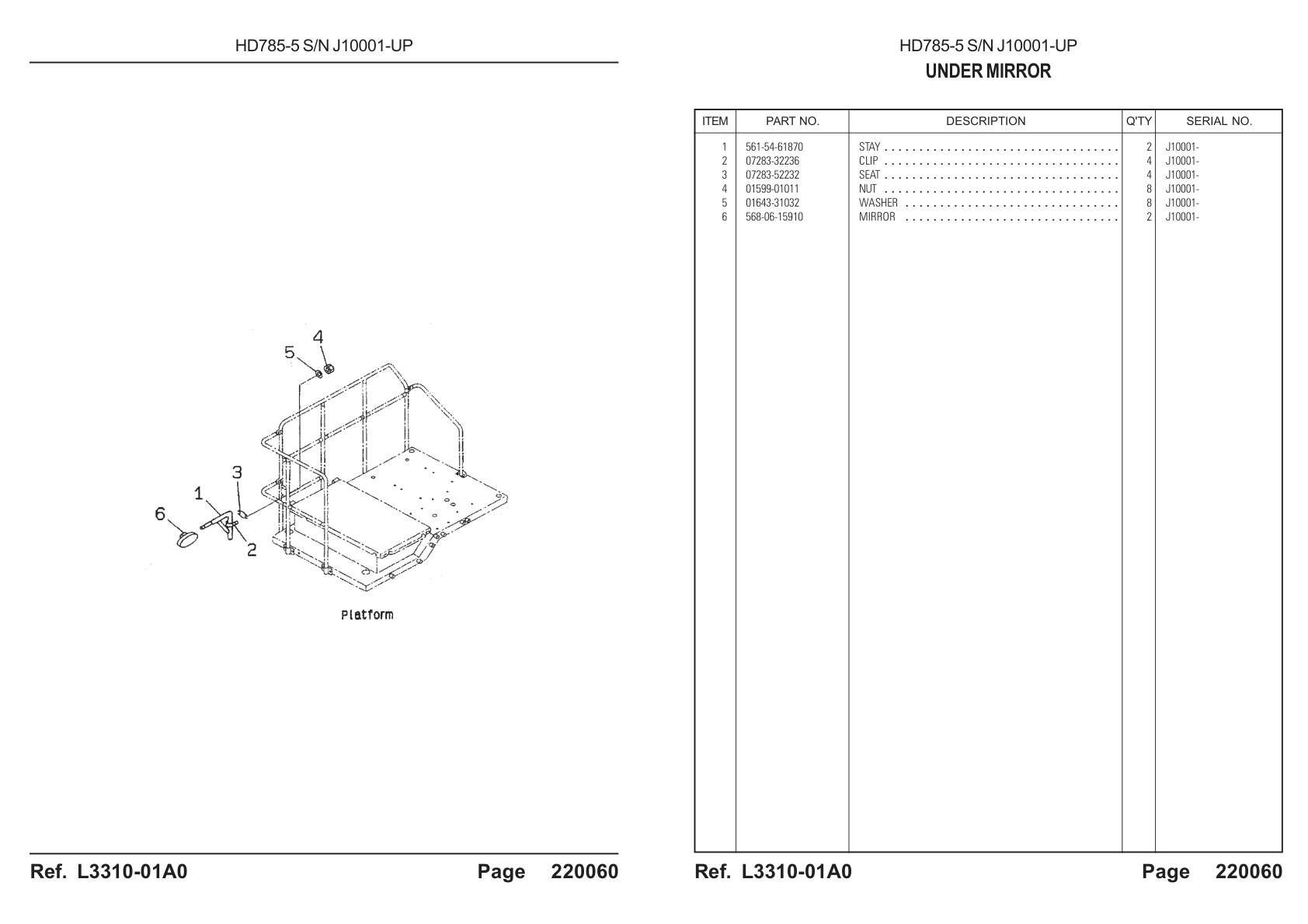 Stay 561-54-61870 for Komatsu HD785-5 Rigid Dump Truck