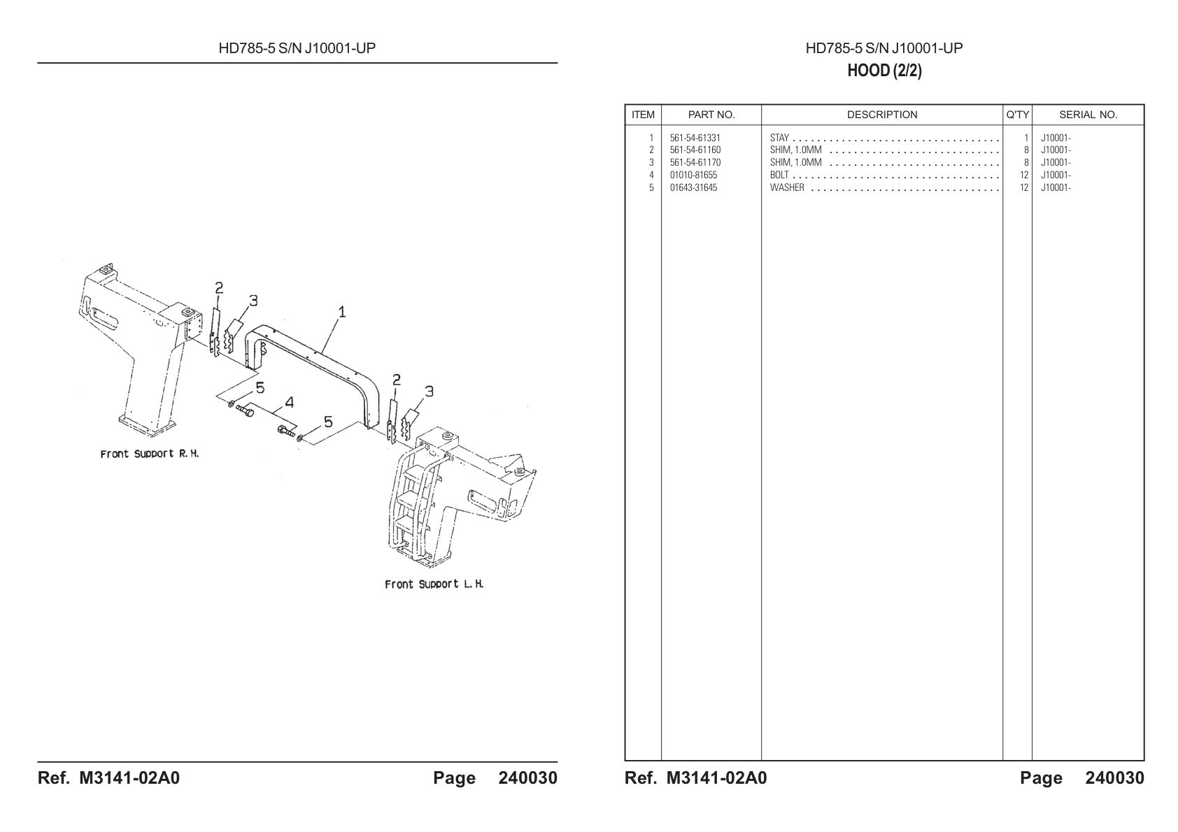 Stay 561-54-61331 for Komatsu HD785-5 Rigid Dump Truck