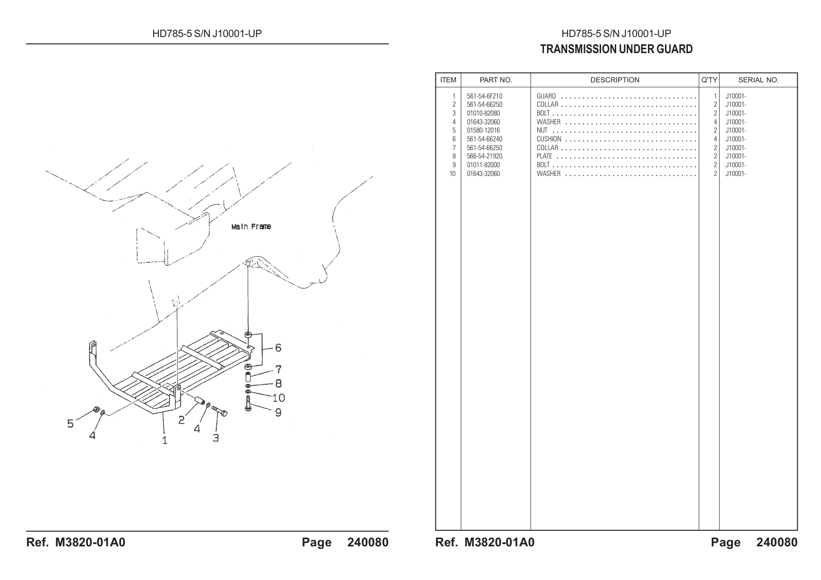 Guard 561-54-6F210 for Komatsu HD785-5 Rigid Dump Truck