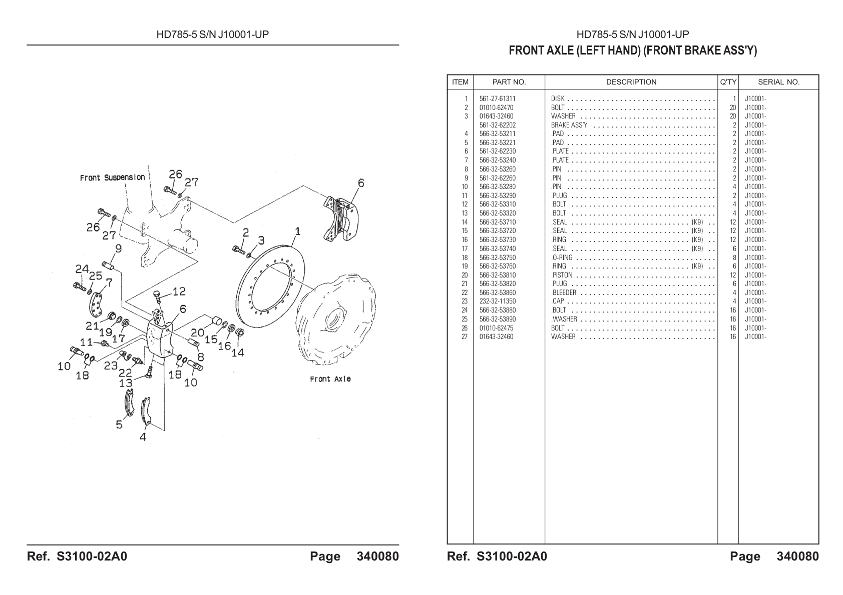 OEM exploded diagram and parts table — Ring