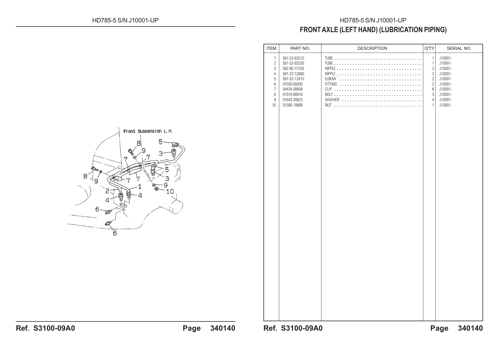 Tube 561-52-62510 for Komatsu HD785-5 Rigid Dump Truck