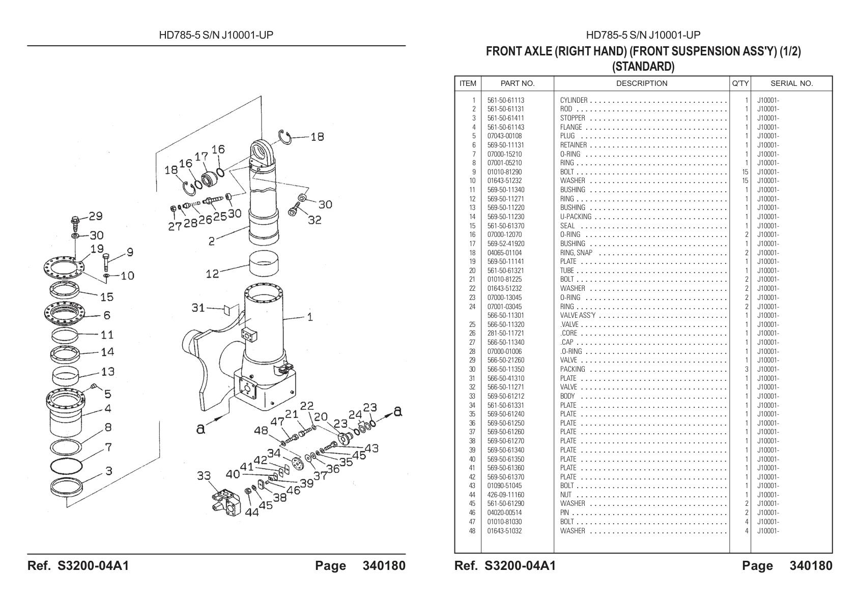 Cylinder 561-50-61113 for Komatsu HD785-5 Rigid Dump Truck