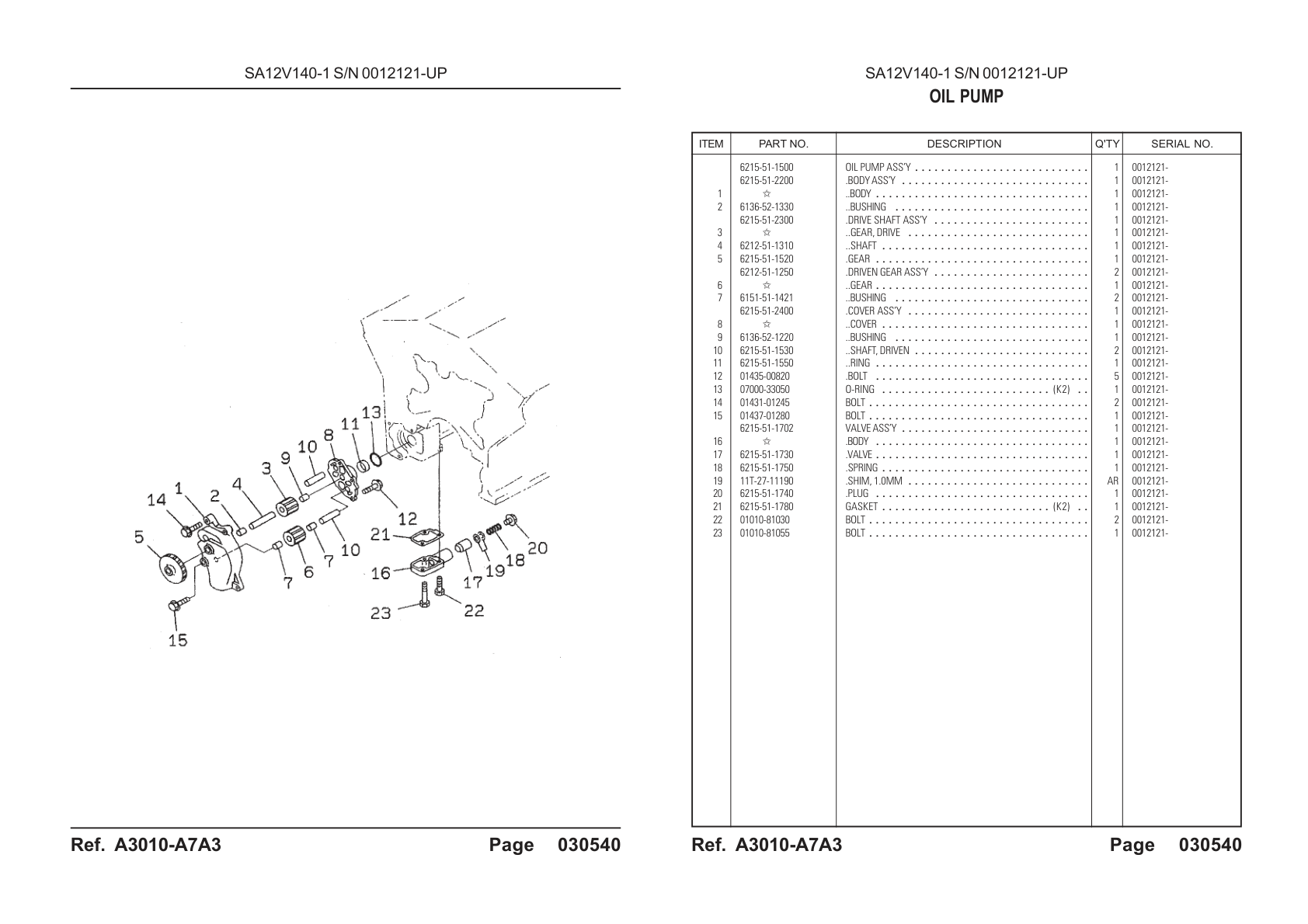 OEM exploded diagram and parts table — Bolt