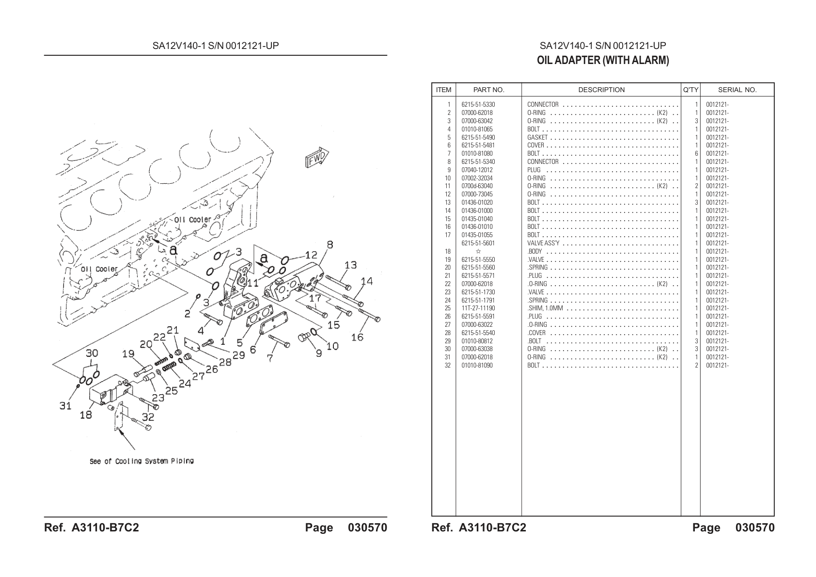 OEM exploded diagram and parts table — Gasket