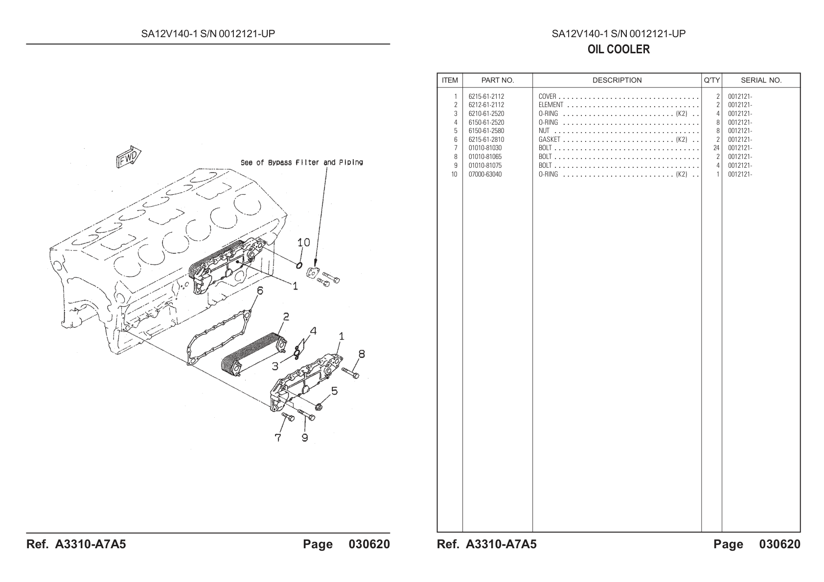 OEM exploded diagram and parts table — O-ring