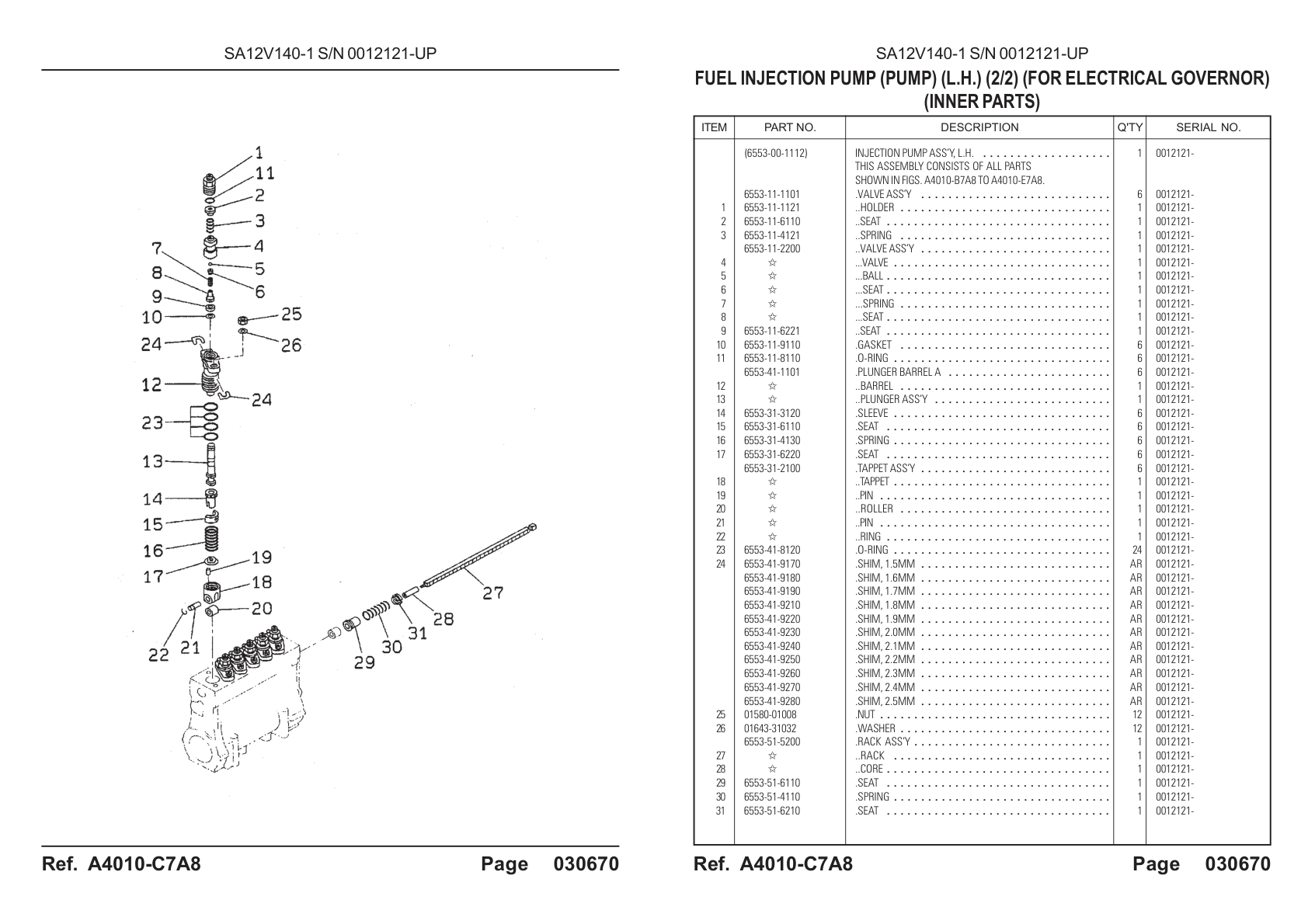 OEM exploded diagram and parts table — Spring
