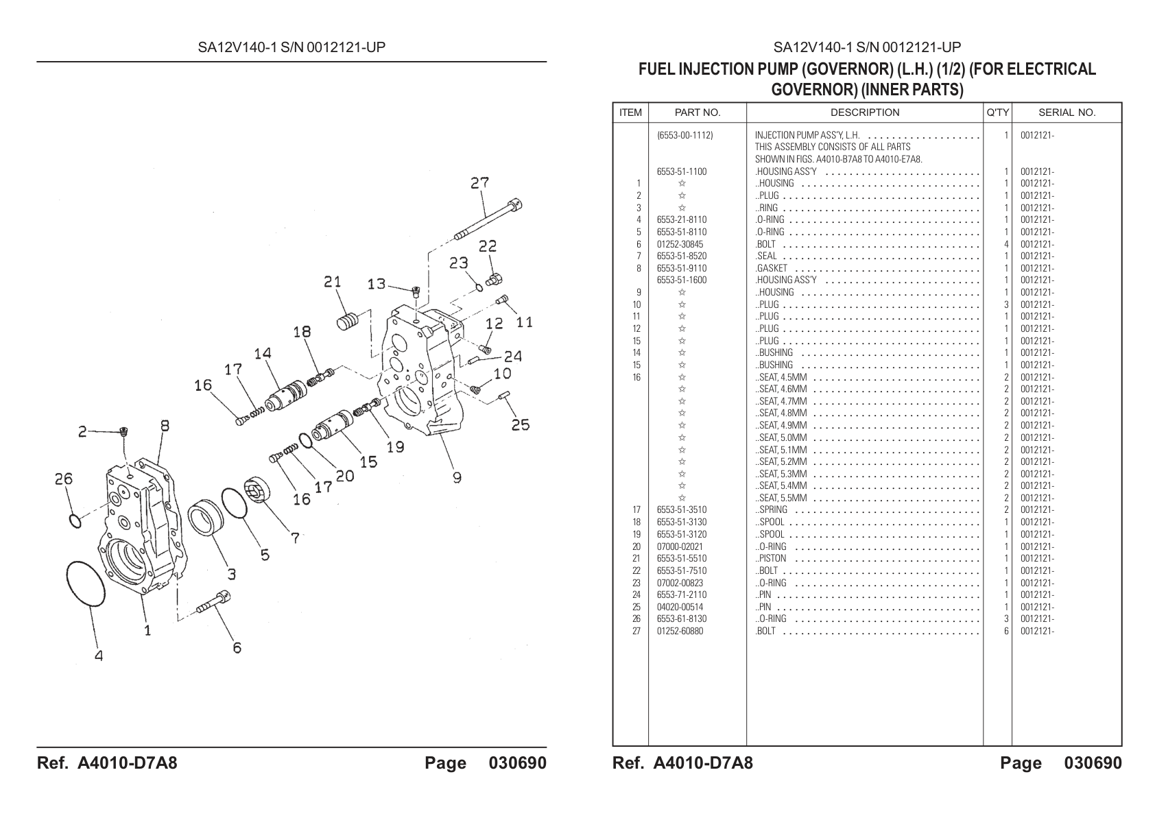 OEM exploded diagram and parts table — Bolt