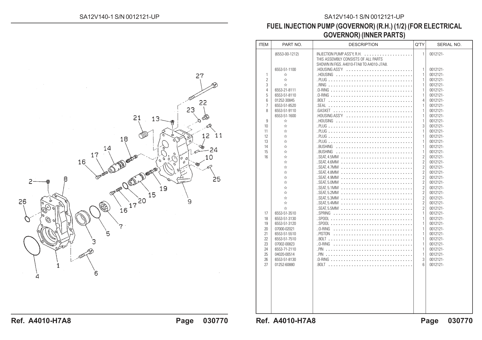 O-ring 6553-21-8111 for Komatsu HD785-5 Rigid Dump Truck