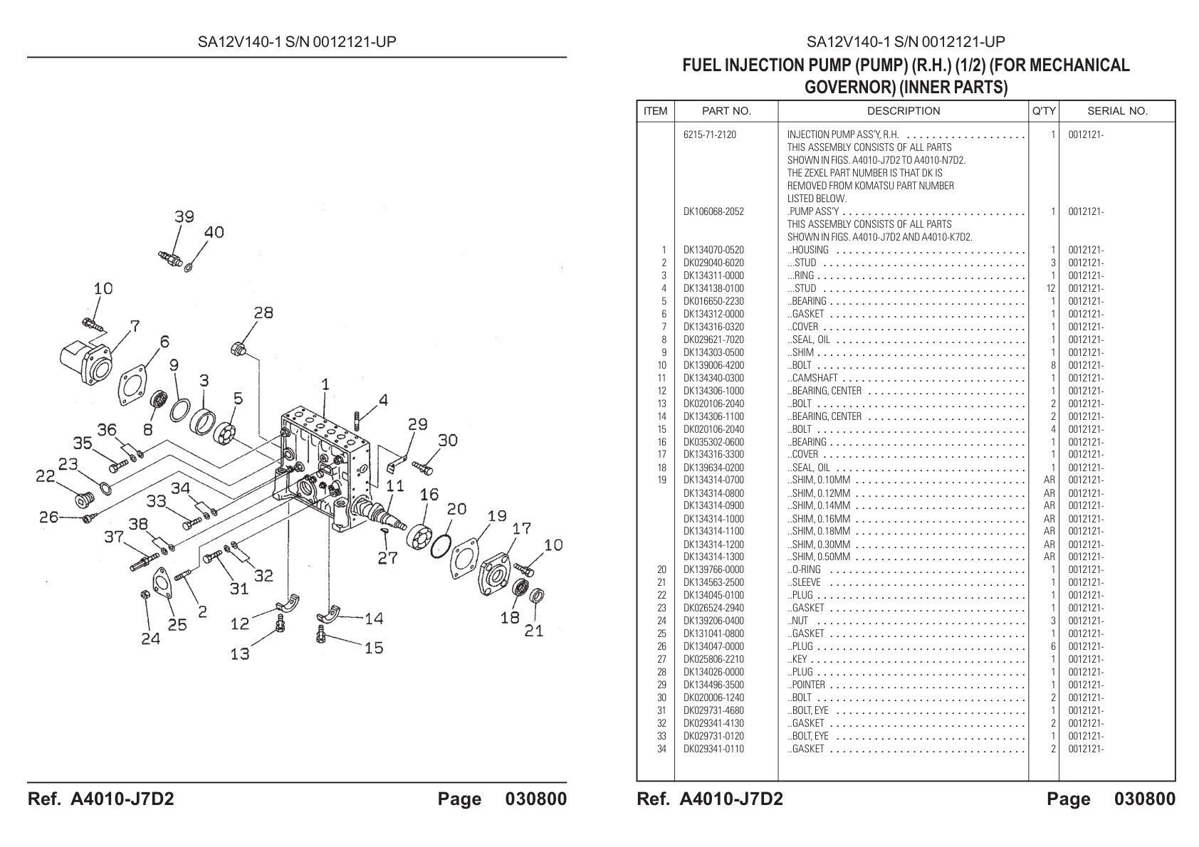 Pump Assembly DK106068-2052 for Komatsu HD785-5 Rigid Dump Truck