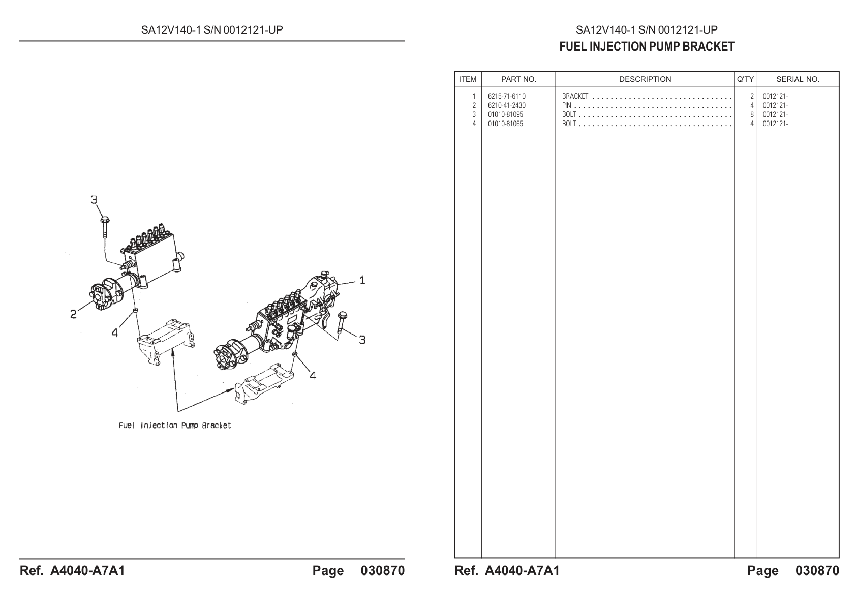 OEM exploded diagram and parts table — Bolt