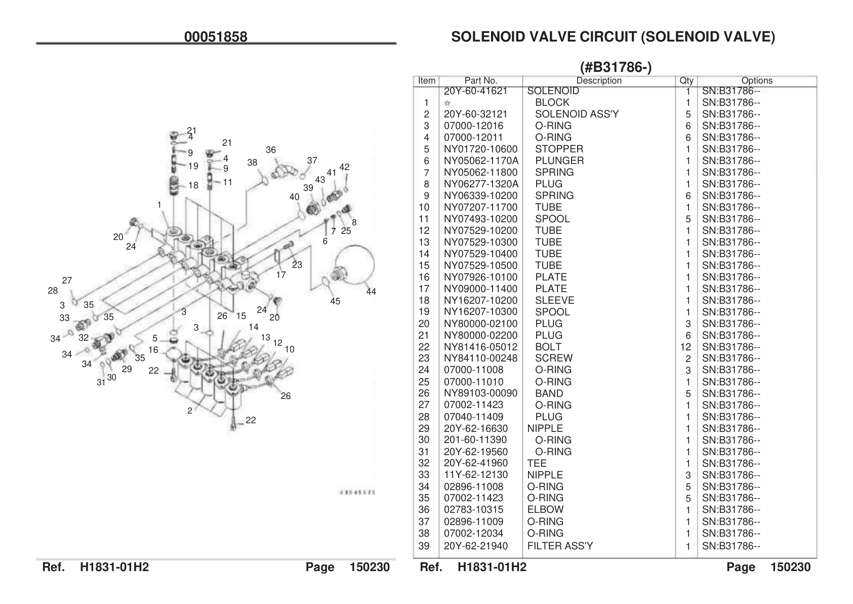 OEM exploded diagram and parts table — O-ring