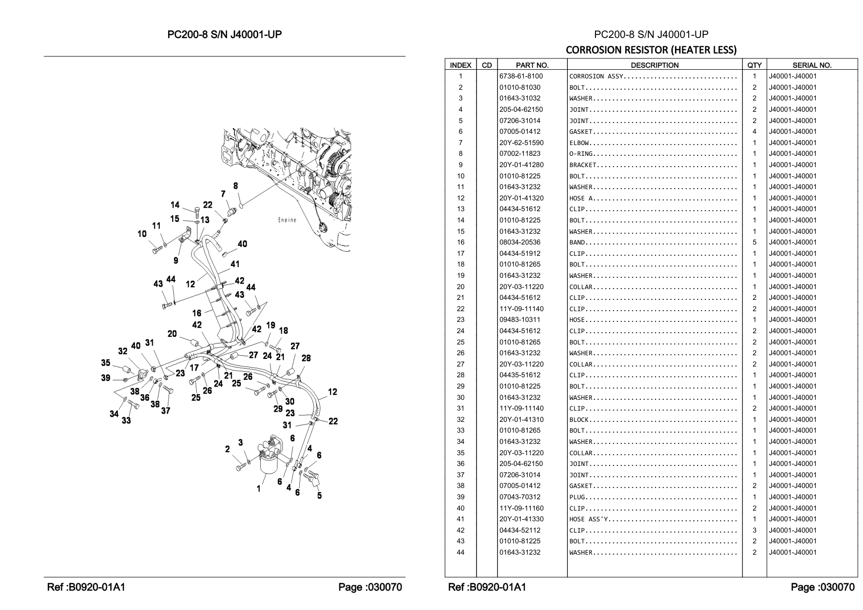 OEM exploded diagram and parts table — Plug