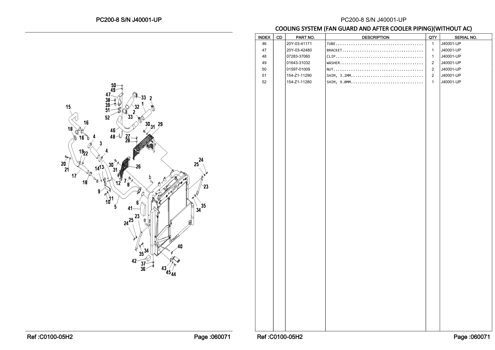 OEM exploded diagram and parts table — 9.0mm Shim
