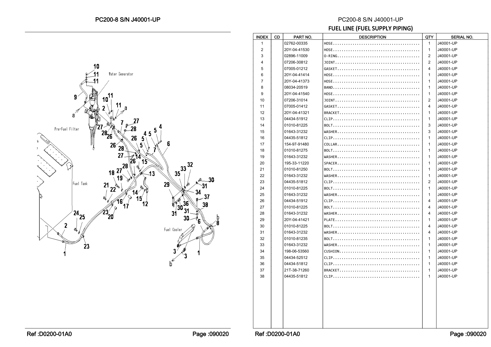 OEM exploded diagram and parts table — Bolt