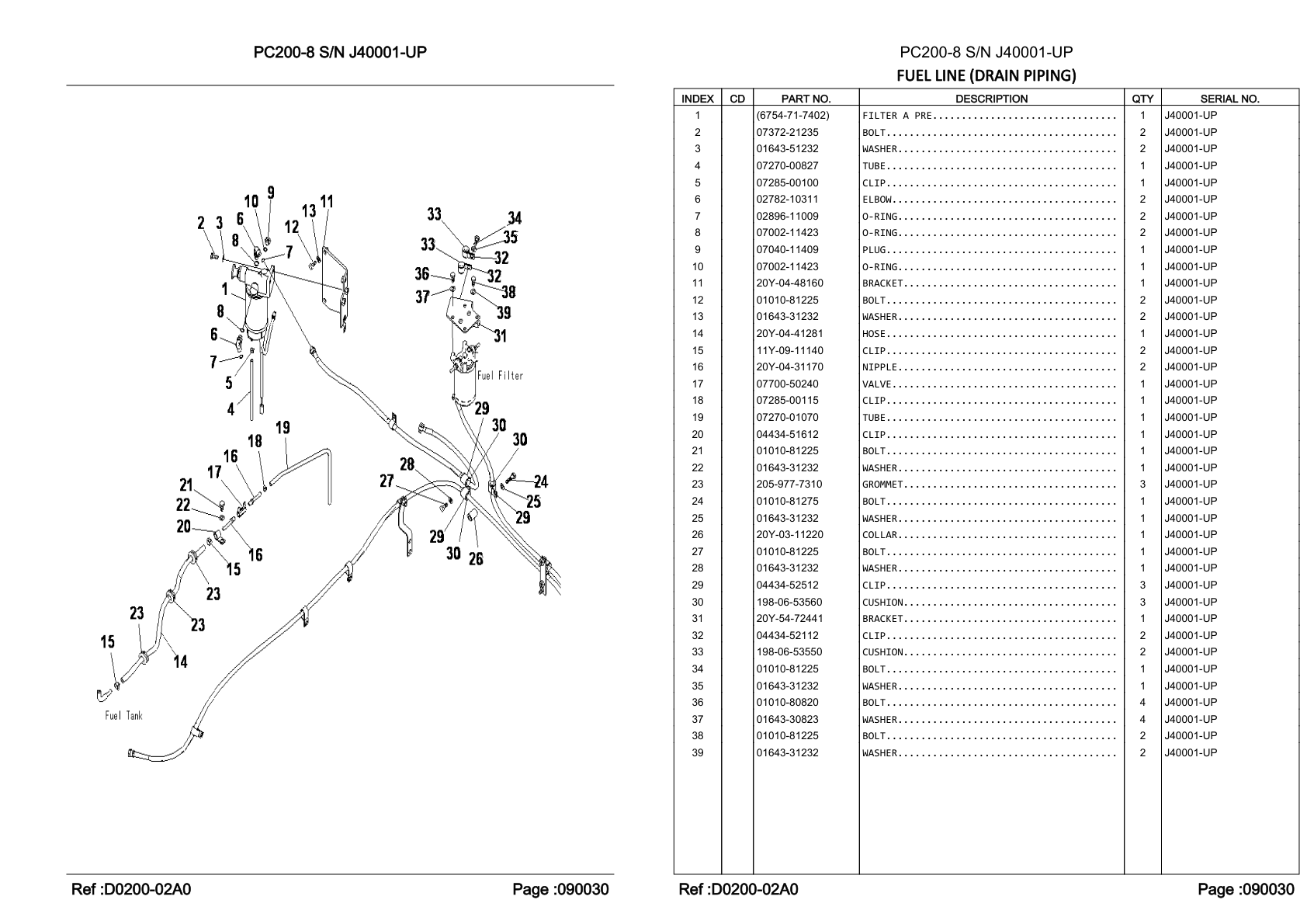 OEM exploded diagram and parts table — Elbow