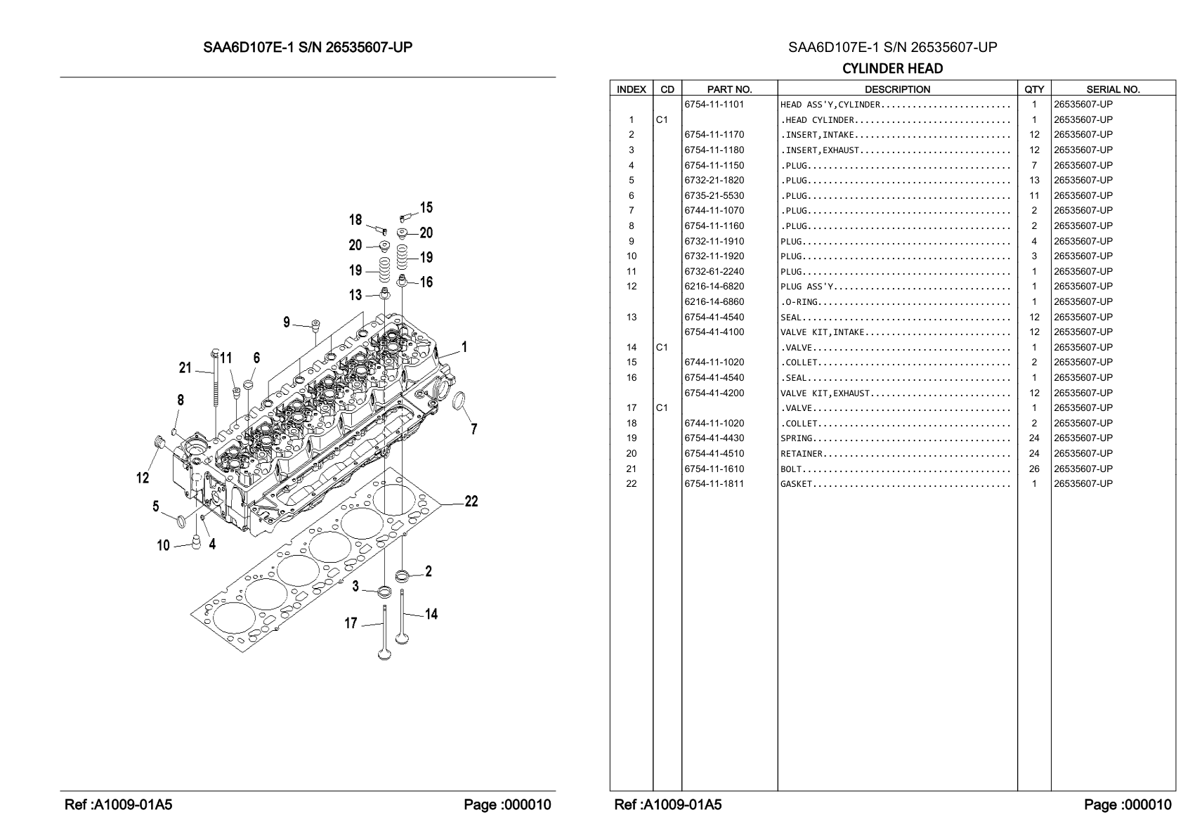 OEM exploded diagram and parts table — Plug