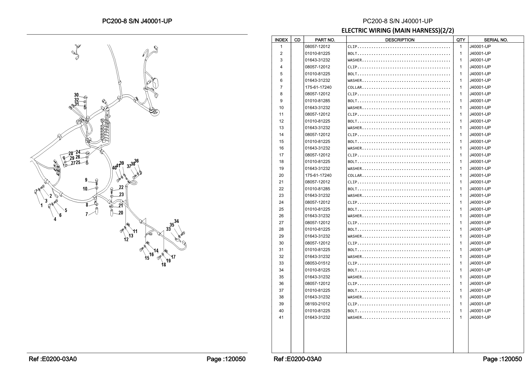 OEM exploded diagram and parts table — Clip