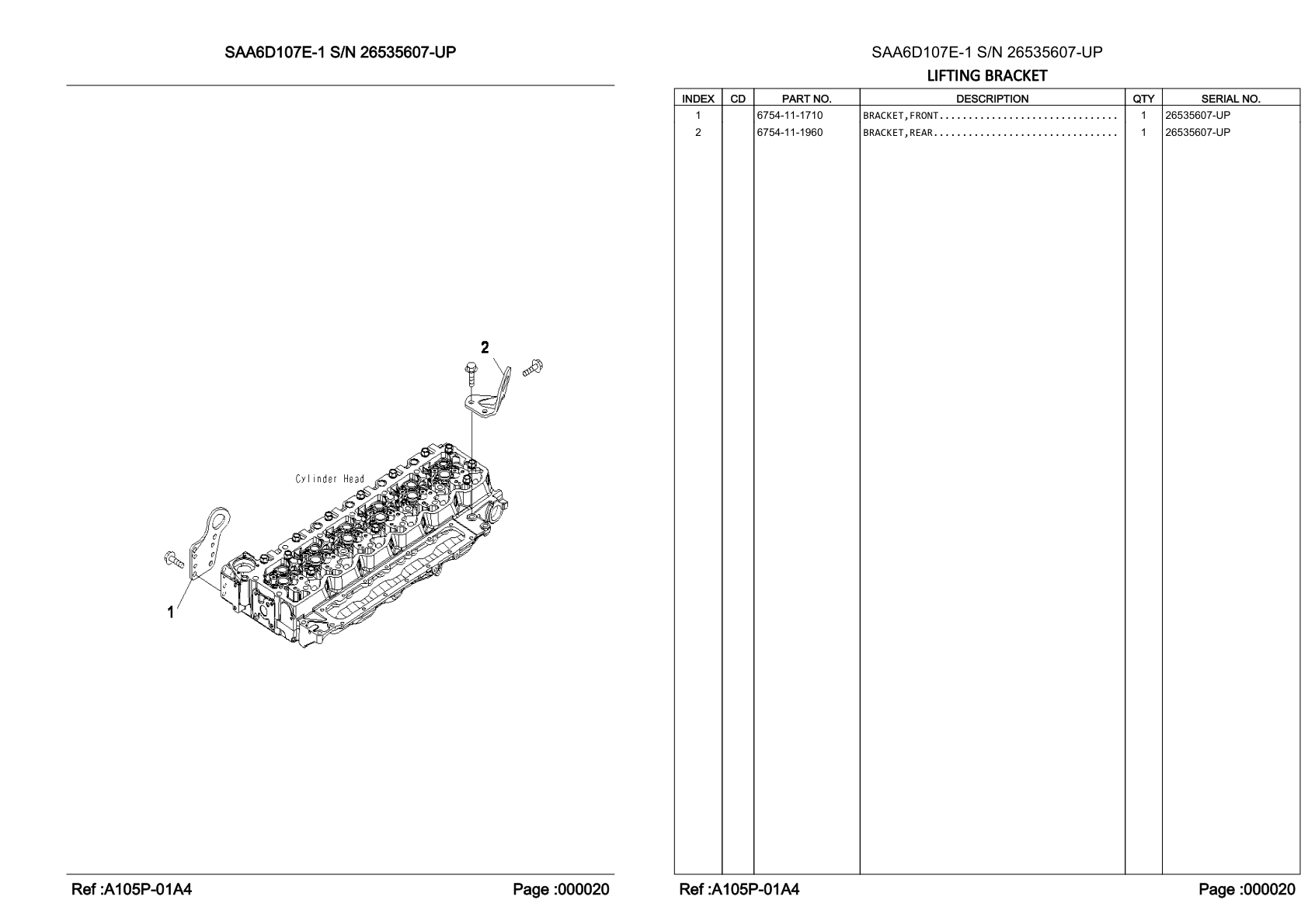 OEM exploded diagram and parts table — Rear Bracket