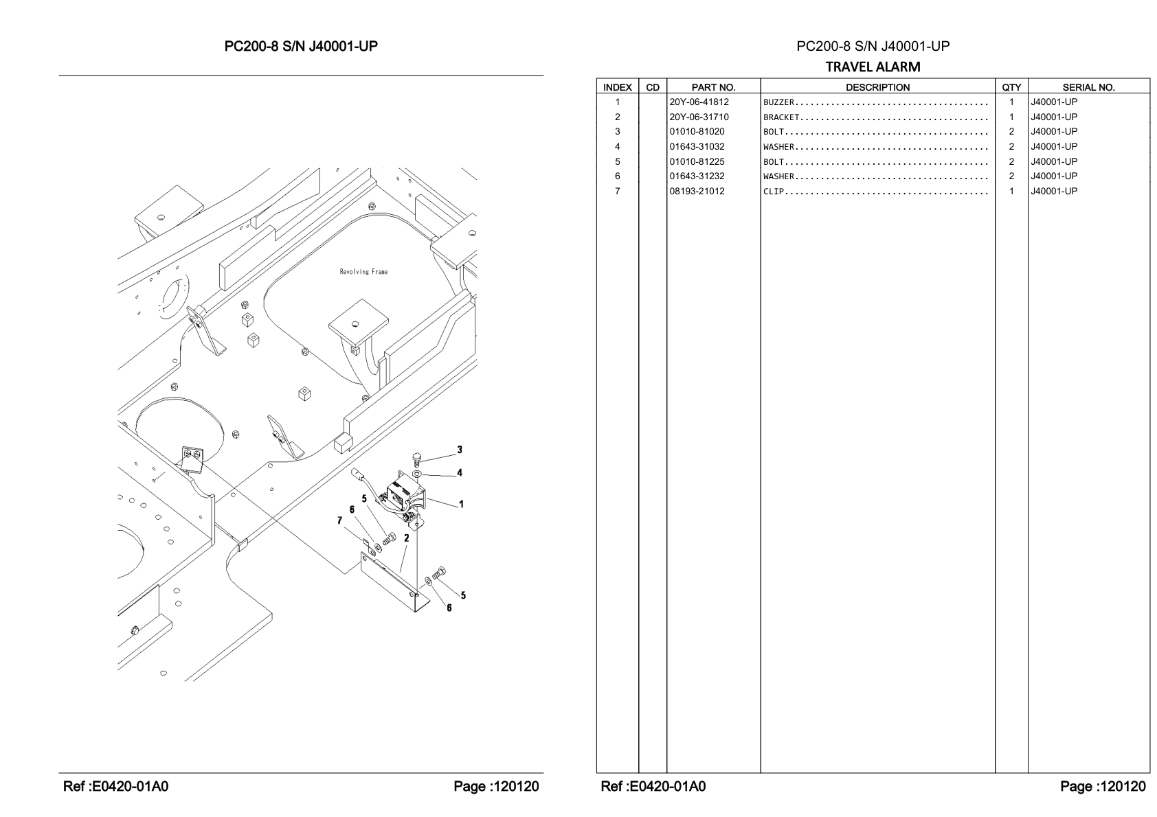 OEM exploded diagram and parts table — Bracket