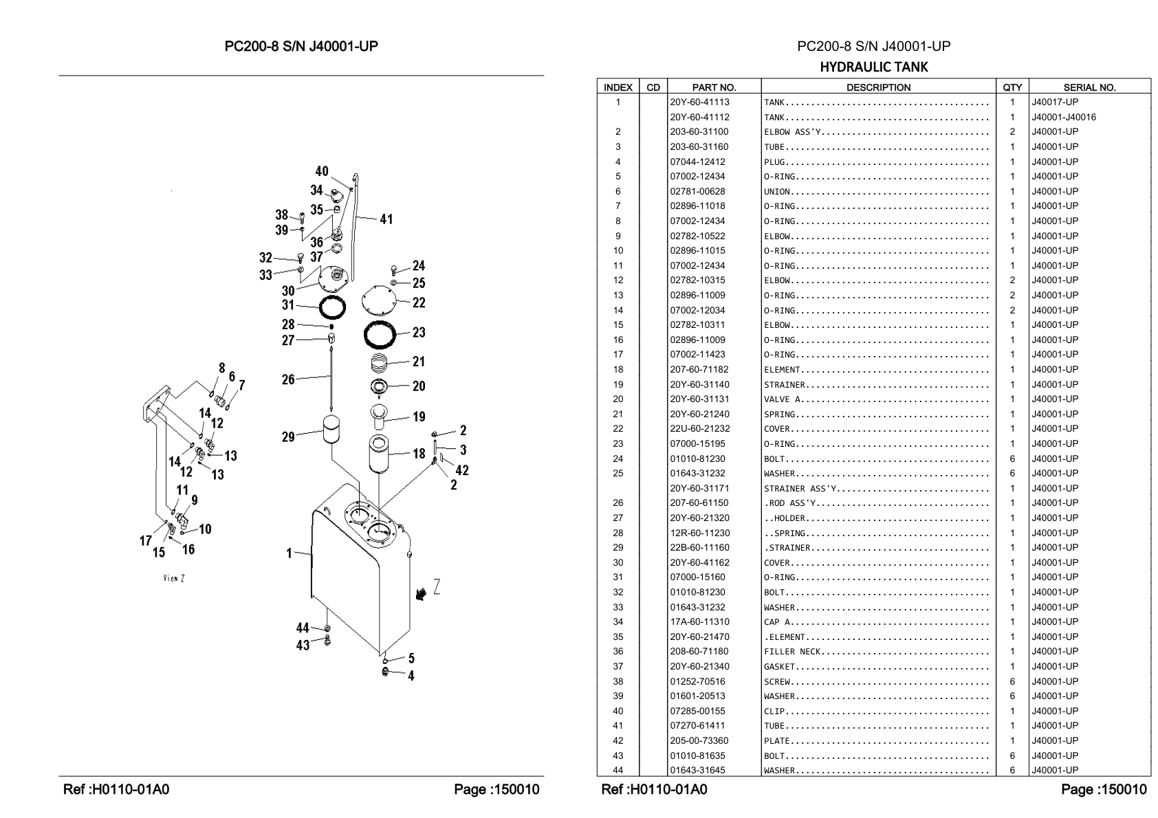 OEM exploded diagram and parts table — Spring