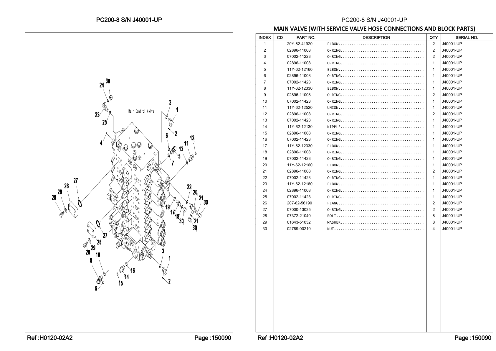 OEM exploded diagram and parts table — Bolt