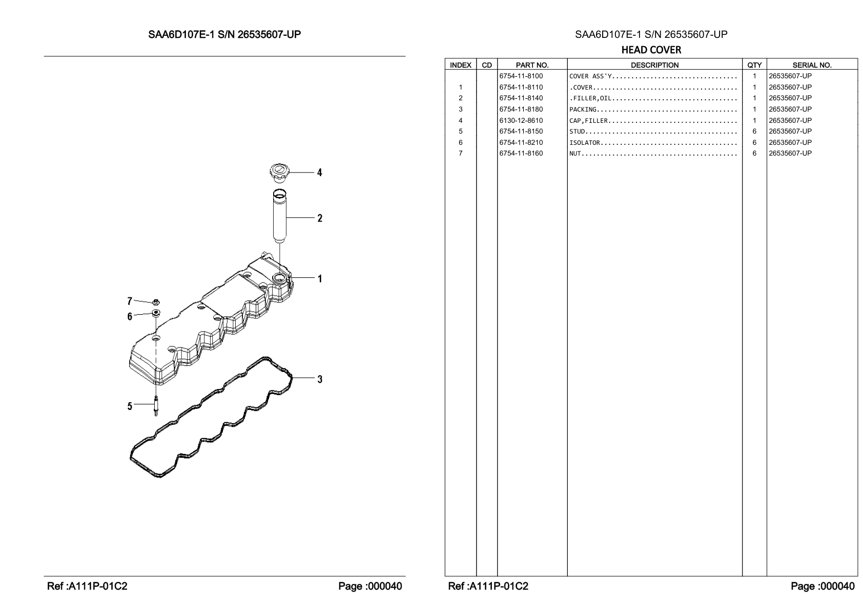 OEM exploded diagram and parts table — Stud