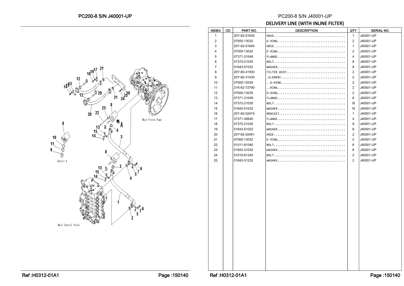 OEM exploded diagram and parts table — Bolt