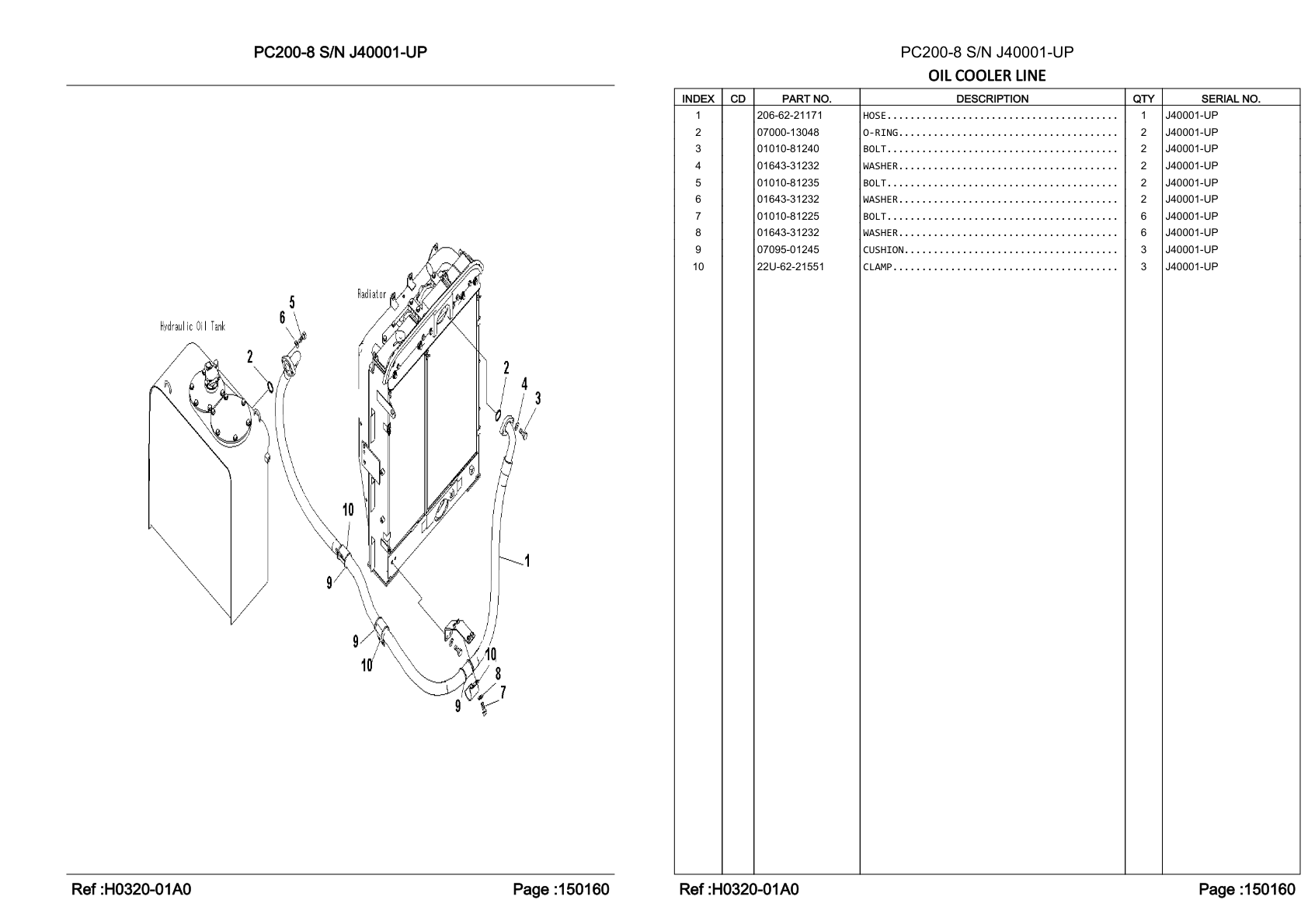 OEM exploded diagram and parts table — Clamp